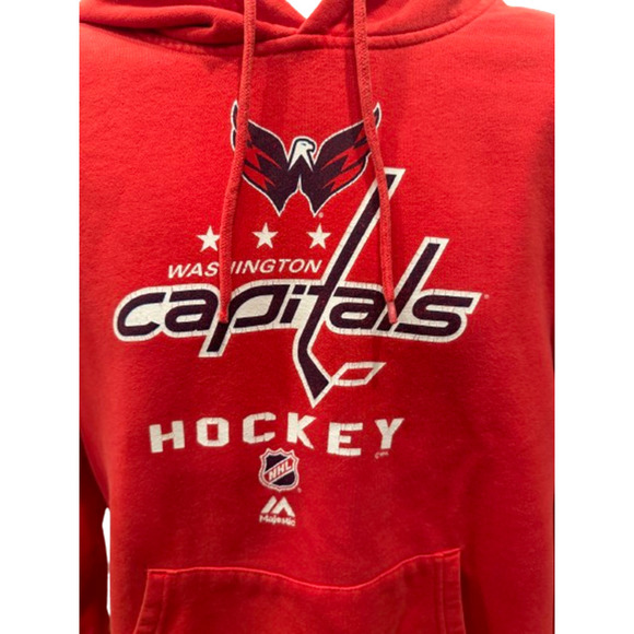 Majestic Washington Capitals Hooded Hockey Sweatshirt - Size Medium - Picture 3 of 4